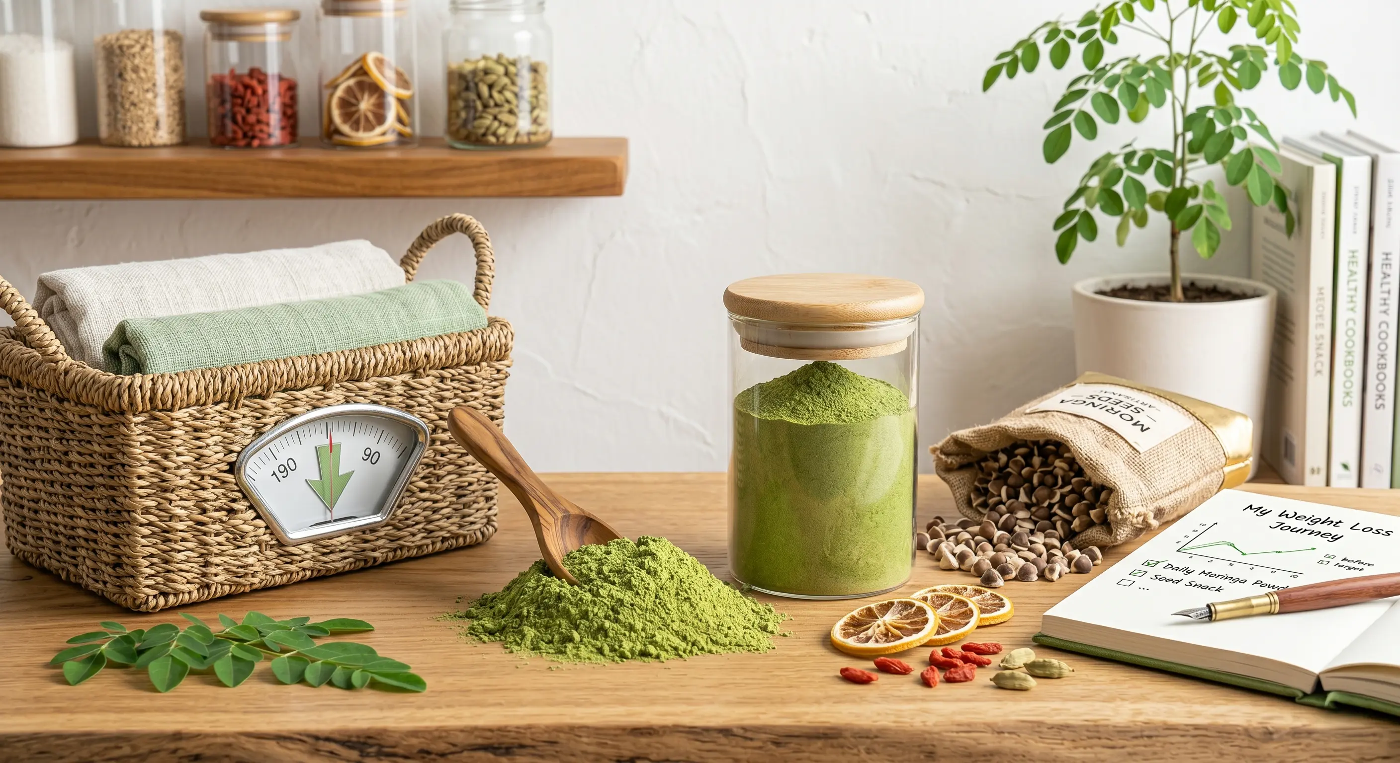 Healthy plate lifestyle illustration moringa nutrition weight wellness goals India buyer context